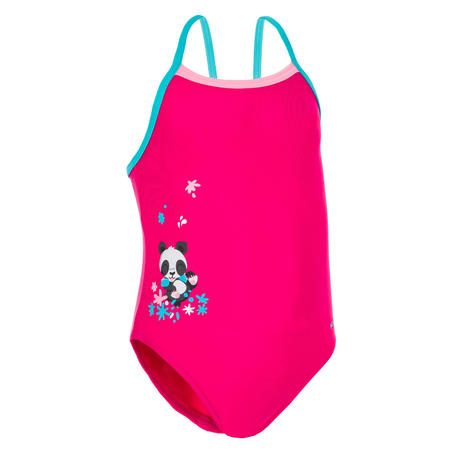 Baby Girls' One-Piece Swimsuit - Pink with Panda Print