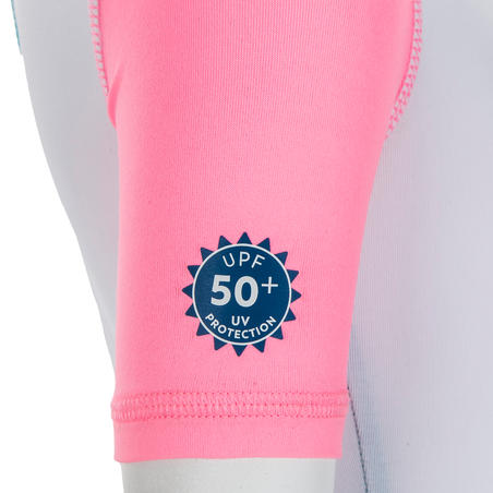 Maillot De Bain Shorty Anti Uv Bebe Manches Courtes Blanc Bleu Et Rose Imprime Decathlon Maillot De Bain Shorty Anti Uv Bebe Manches Courtes Blanc Bleu Et Rose Imprime Decathlon
