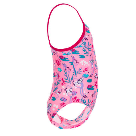 Maillot De Bain Bebe Fille Une Piece Rose Avec Imprime Decathlon
