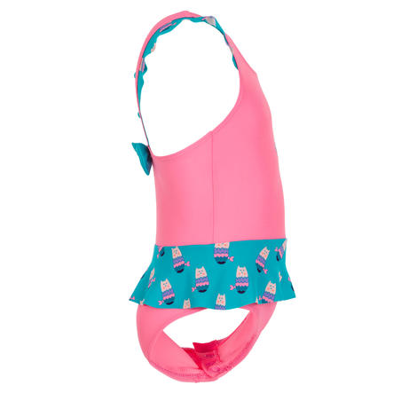 Maillot De Bain 1 Piece Bebe Fille Jupette Rose Et Bleu Imprime Decathlon Tunisie