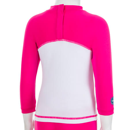 T Shirt Anti Uv Bebe Manches Longues Blanc Et Rose Imprime Decathlon T Shirt Anti Uv Bebe Manches Longues Blanc Et Rose Imprime Decathlon