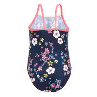 Tamnoplavi sa cvetnim printom jednodelni kupaći kostim za devojčice