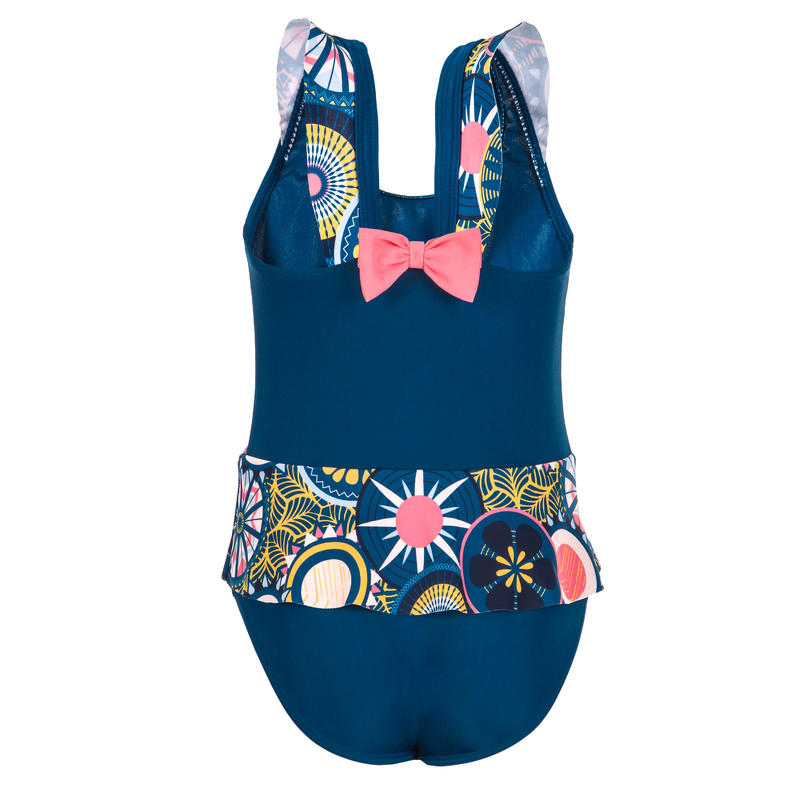 Maillot De Bain 1 Piece Bebe Fille Jupette Bleu Fonce Imprime Animaux Decathlon Tunisie