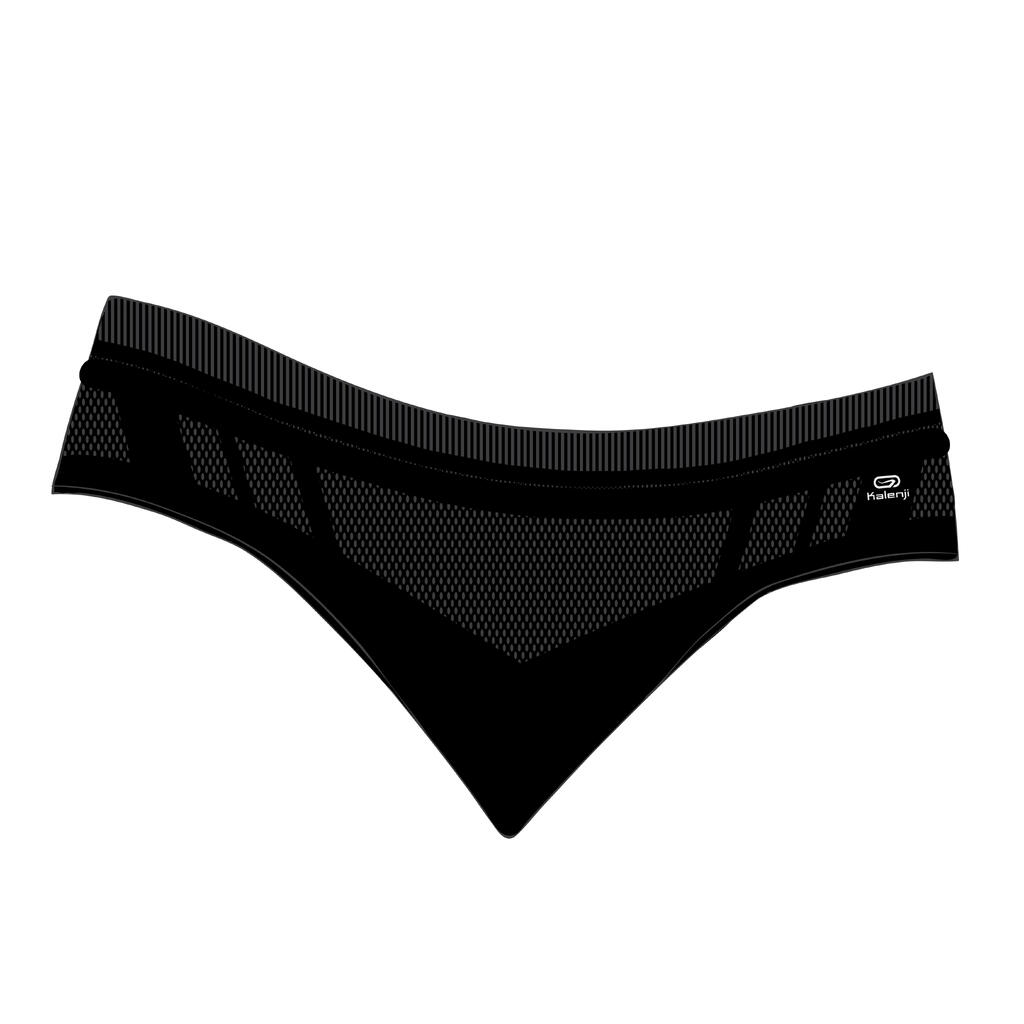 Funktionsunterhose Lauf-Tanga Damen nahtlos - schwarz 