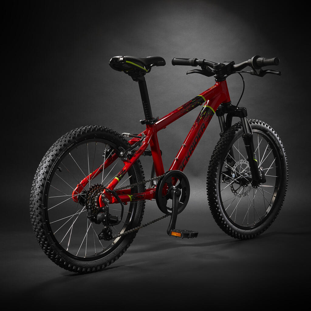 Kids' 20-inch lightweight aluminium mountain bike, red