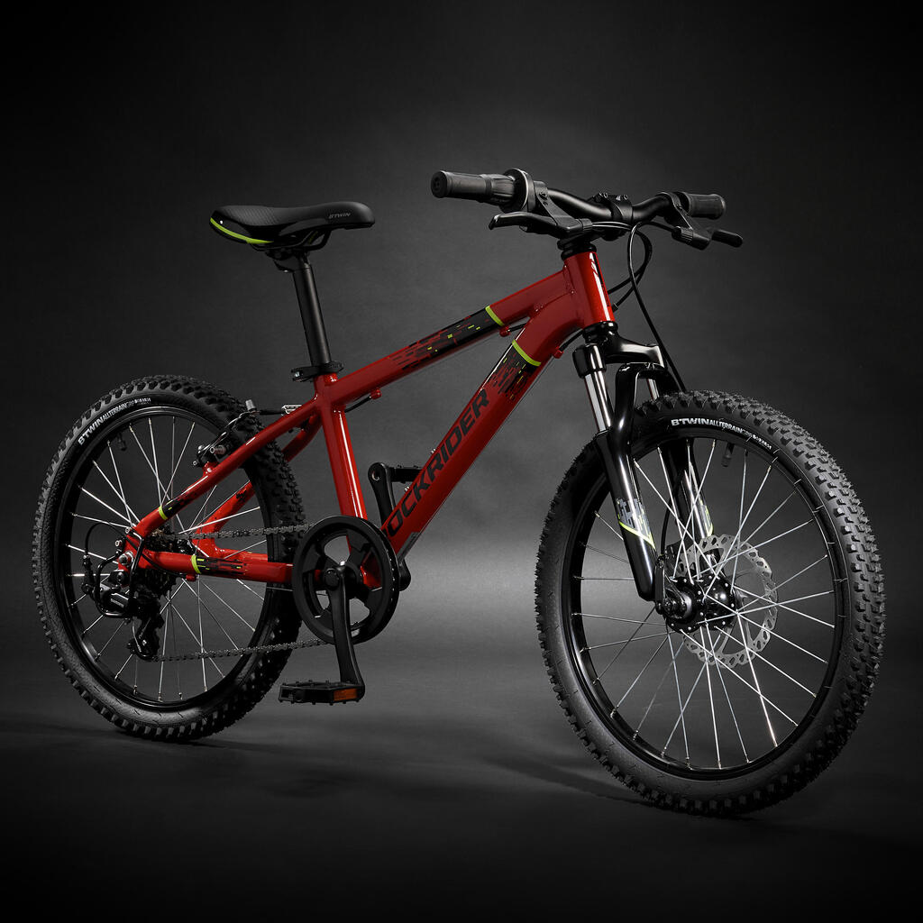 Kids' 20-inch lightweight aluminium mountain bike, red