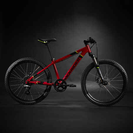 Kids' 24-inch lightweight aluminium mountain bike, red