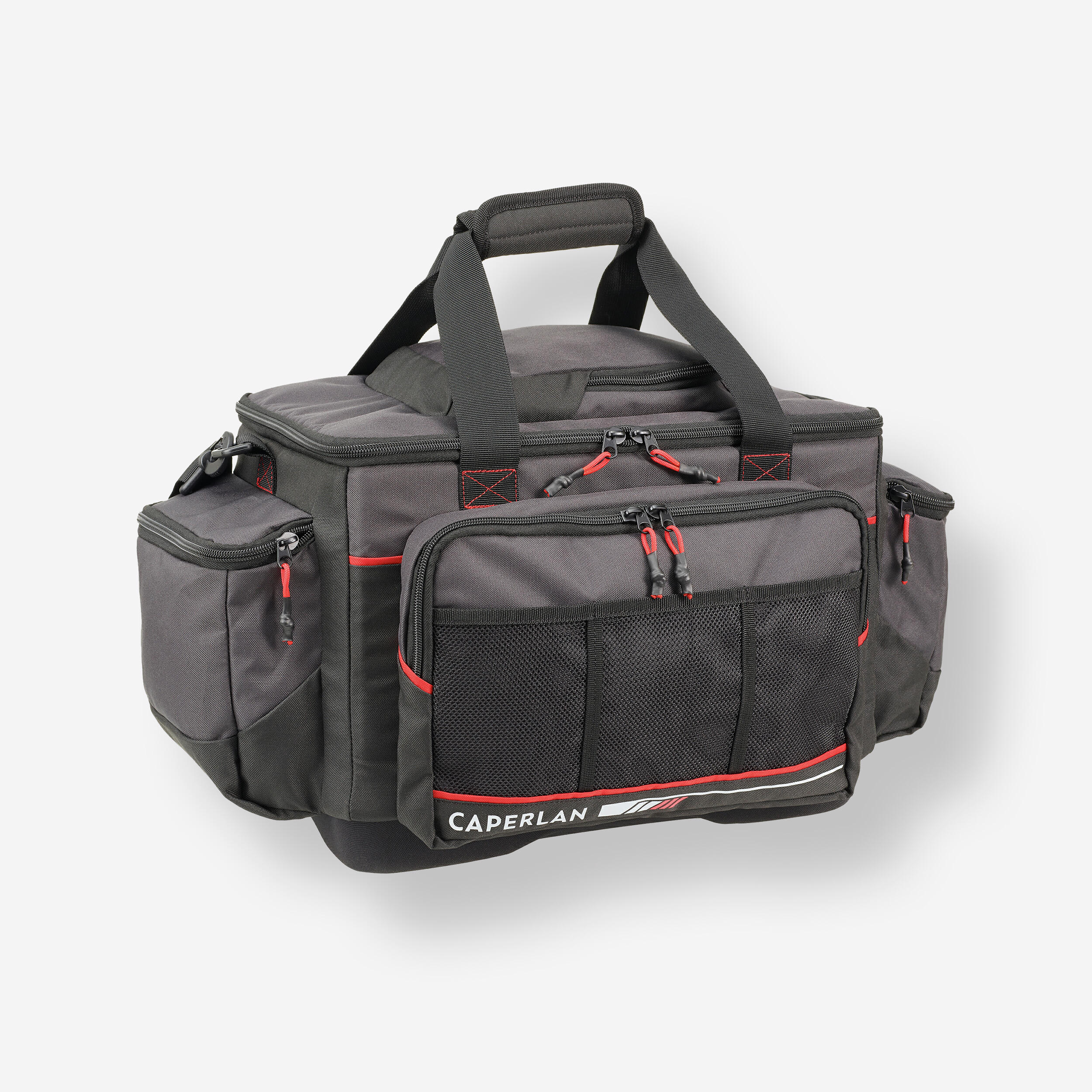 STORAGE AND TRANSPORT BAG 31L FOR FISHING BAIT, BLACK/RED 1/15