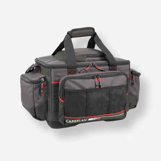 
      STORAGE AND TRANSPORT BAG 31L FOR FISHING BAIT, BLACK/RED
  