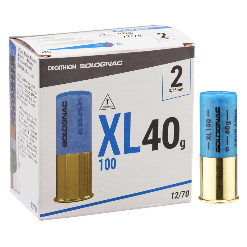 CARTOUCHE XL100 40g CALIBRE 12/70 PLOMB N°2 X25
