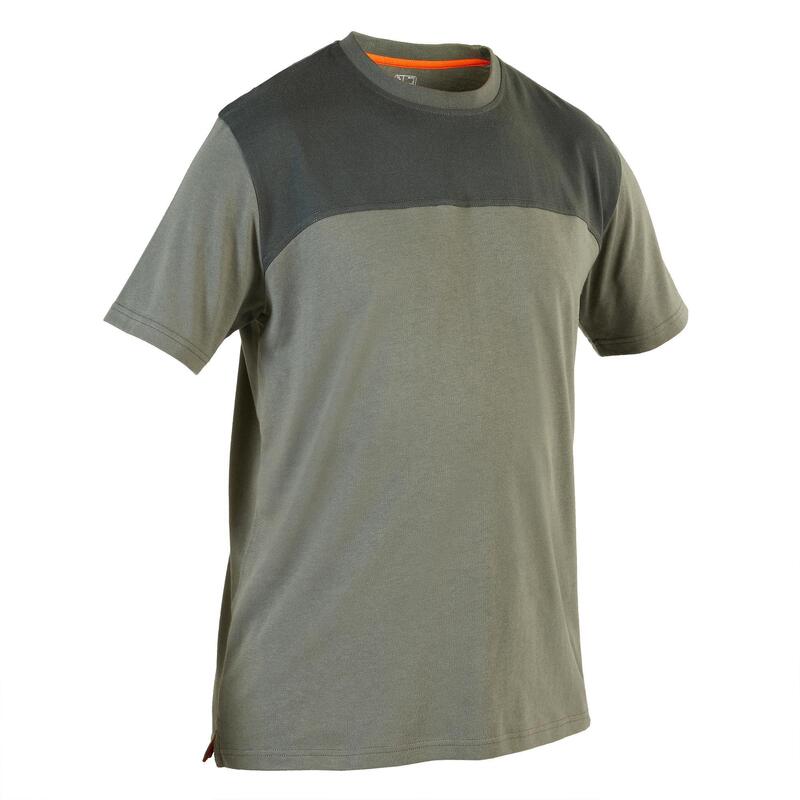 T-SHIRT COTON CHASSE MANCHES COURTES 500 VERT