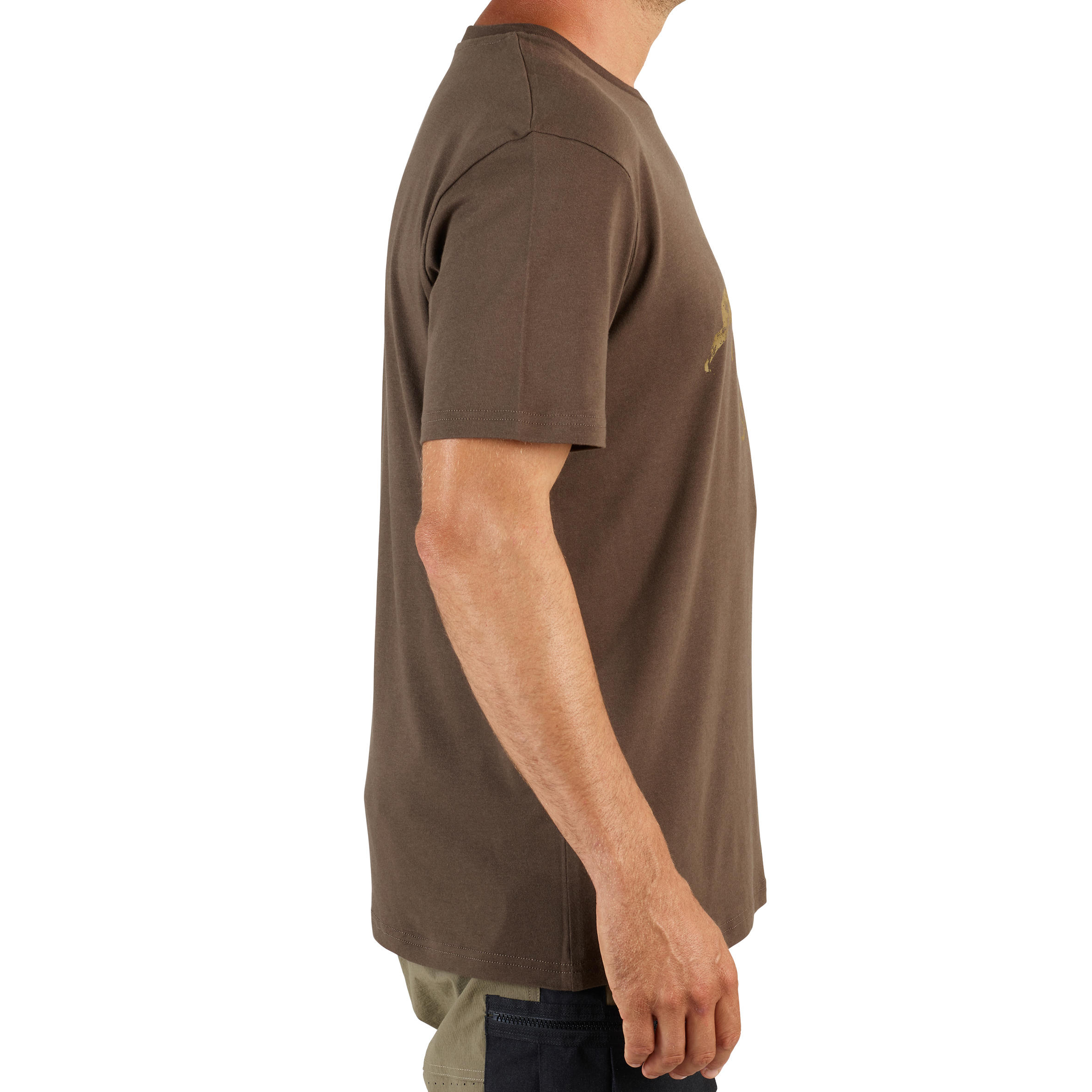 Men's Hunting Short-sleeved Cotton T-shirt - 100 2 brown deer 6/10