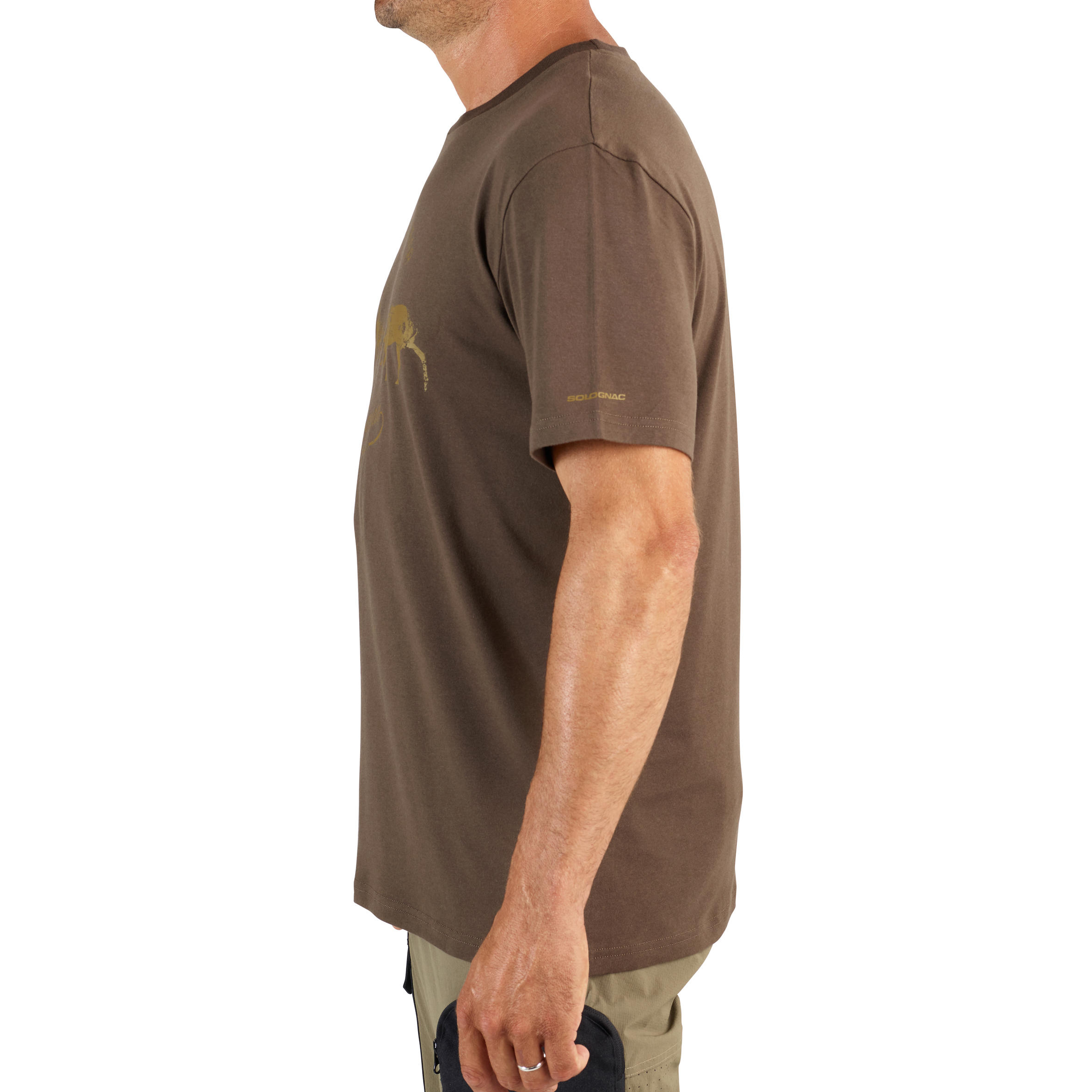 Men's Hunting Short-sleeved Cotton T-shirt - 100 2 brown deer 5/10