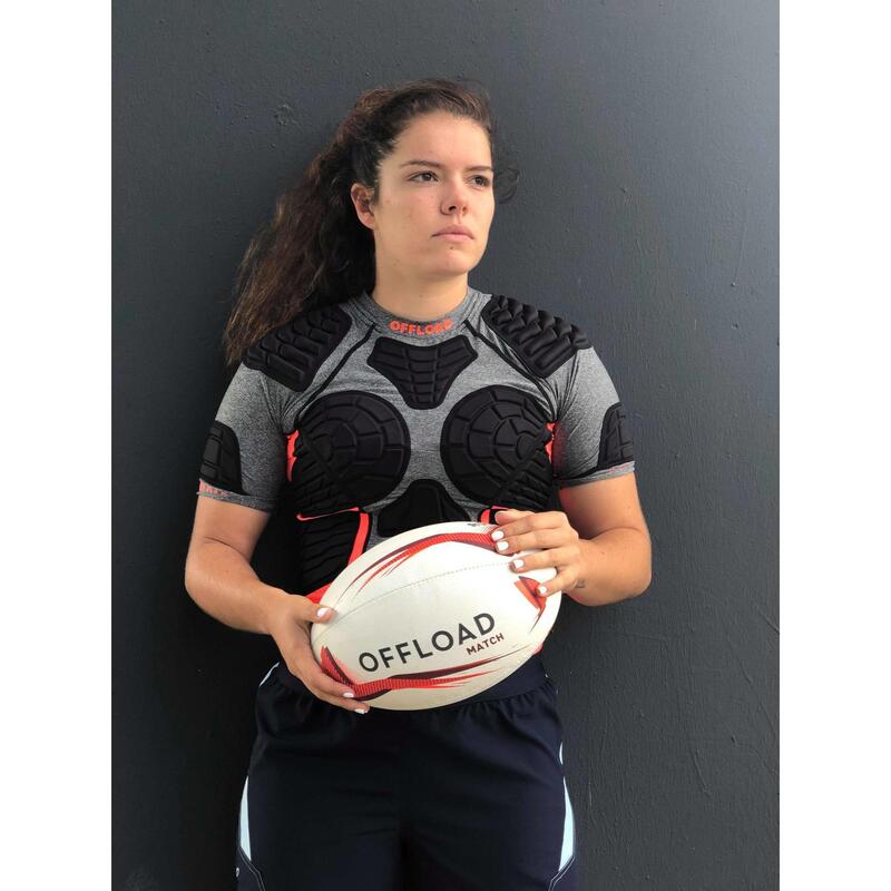 Shoulder pad voor rugby voor dames R900 grijs/koraal