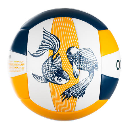 Мяч для пляжного волейбола прошитый размер 5 оранжевый «Рыба» 100 Classic