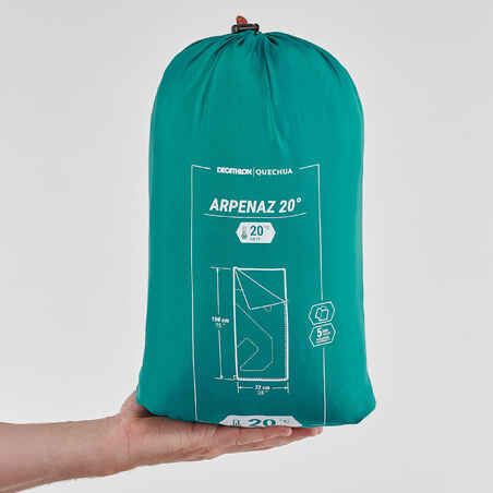 Sleeping bag Arpenaz 20°C للتخييم - لون أخضر