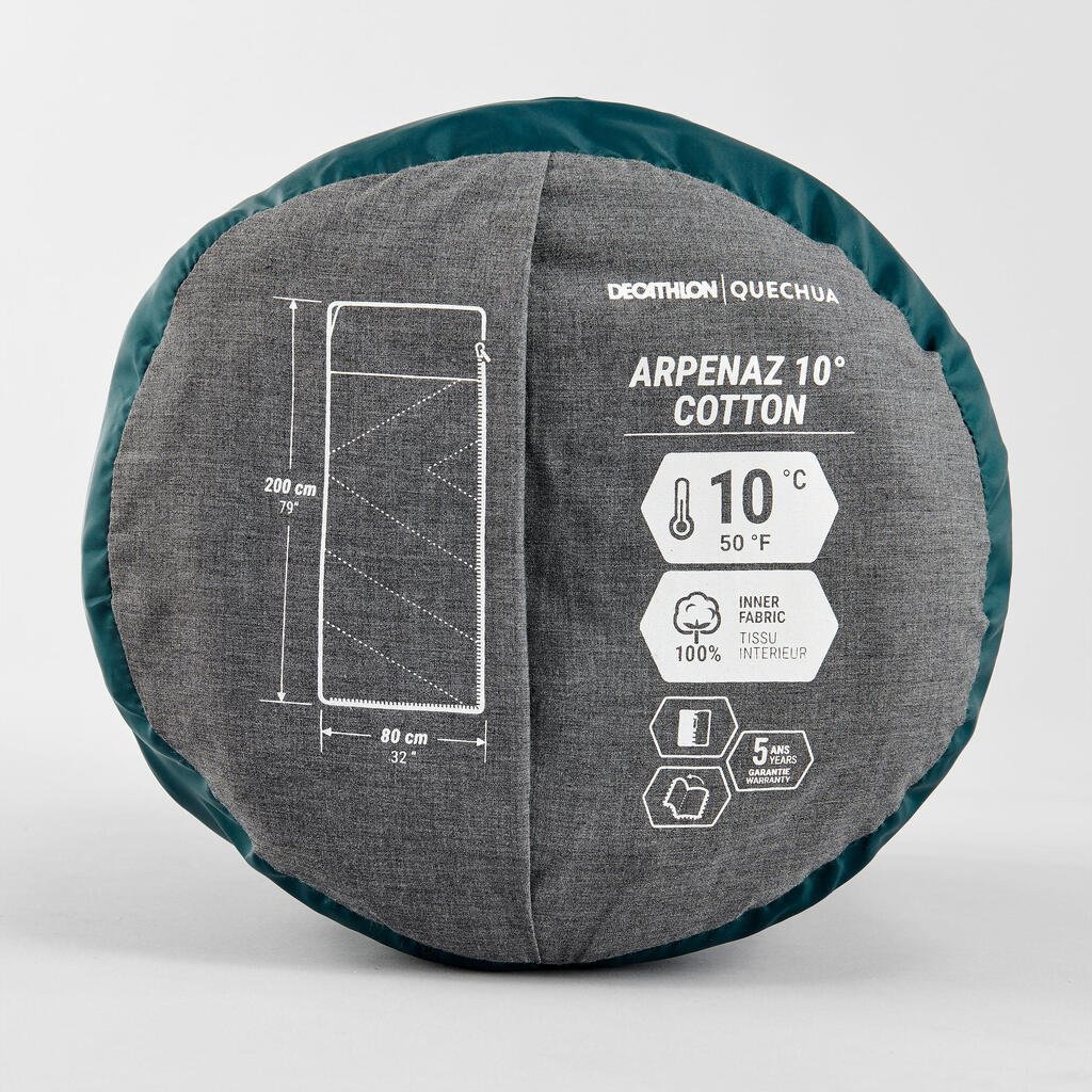 Kempingový spací vak US Arpenaz od 10 °C z bavlny modrý