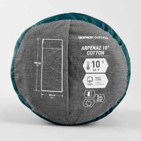 Cotton Camping Sleeping Bag Arpenaz 10° Cotton