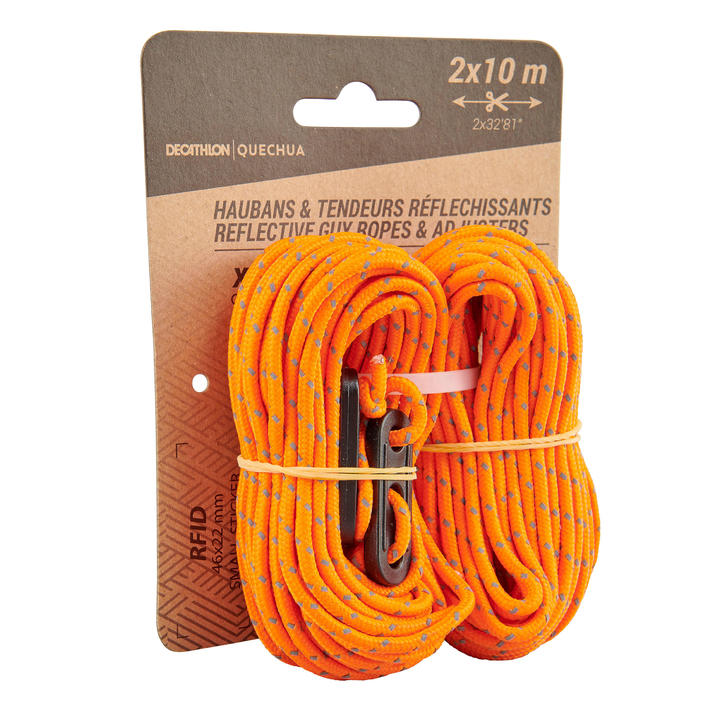 2 Guy Ropes & 4 Reflective Guy Lines for Tents QUECHUA Decathlon