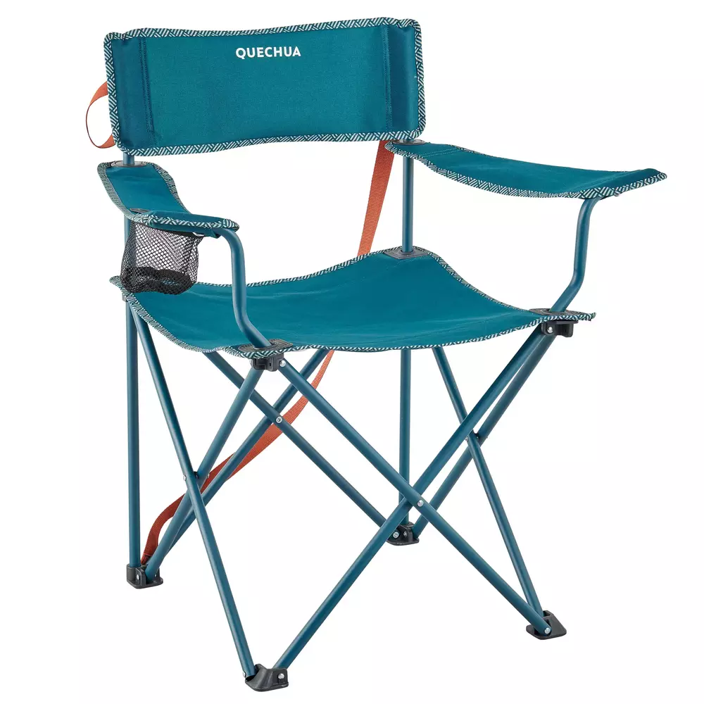 Silla+Plegable+Camping+Quechua+Basic+Azul+Portavasos Merca2.es