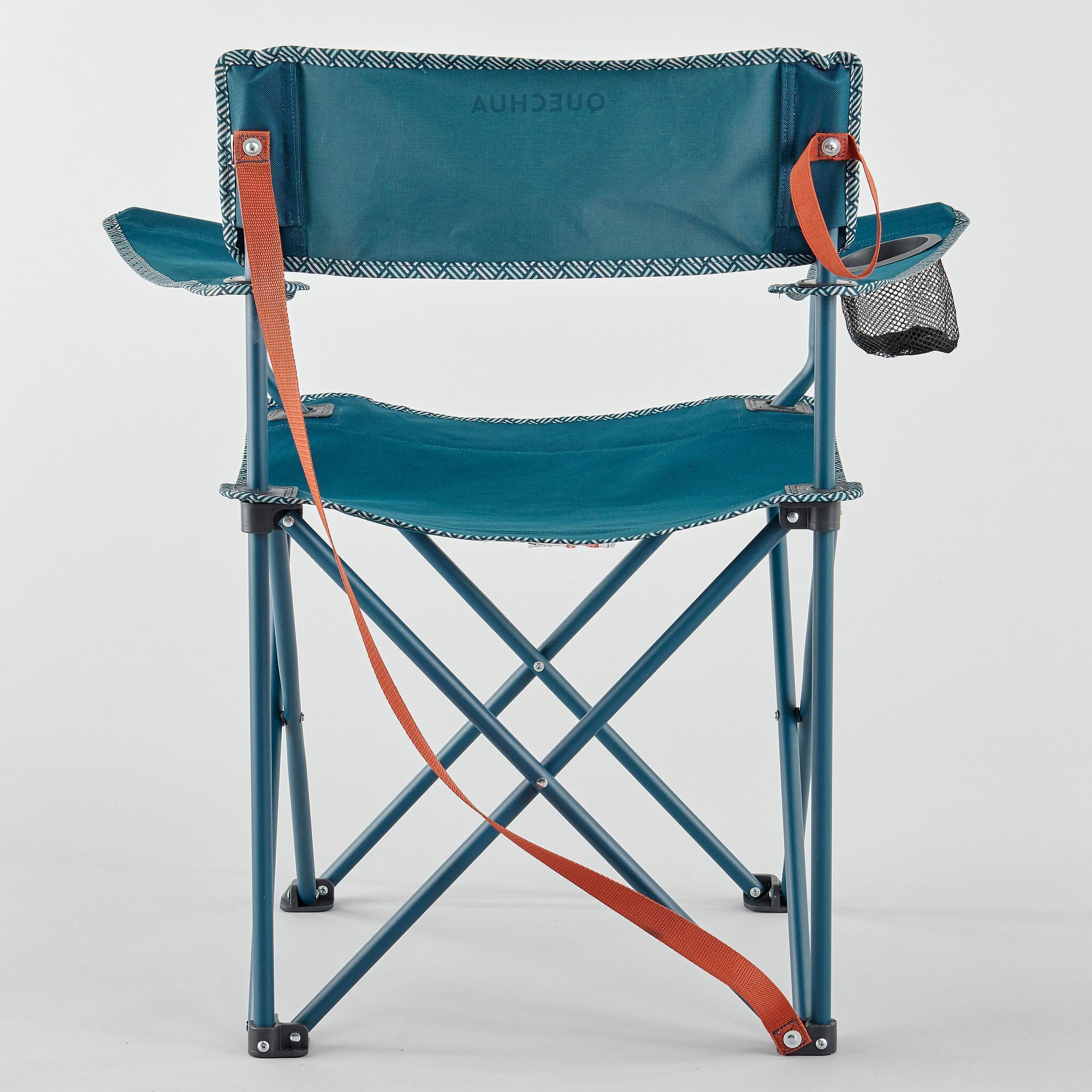 Sedia campeggio pieghevole con braccioli BASIC blu 10/14