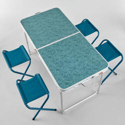 Campingset salotto tavolo pieghevole tavolo 75x55cm 4x sedie da campeggio pieghevole blu 