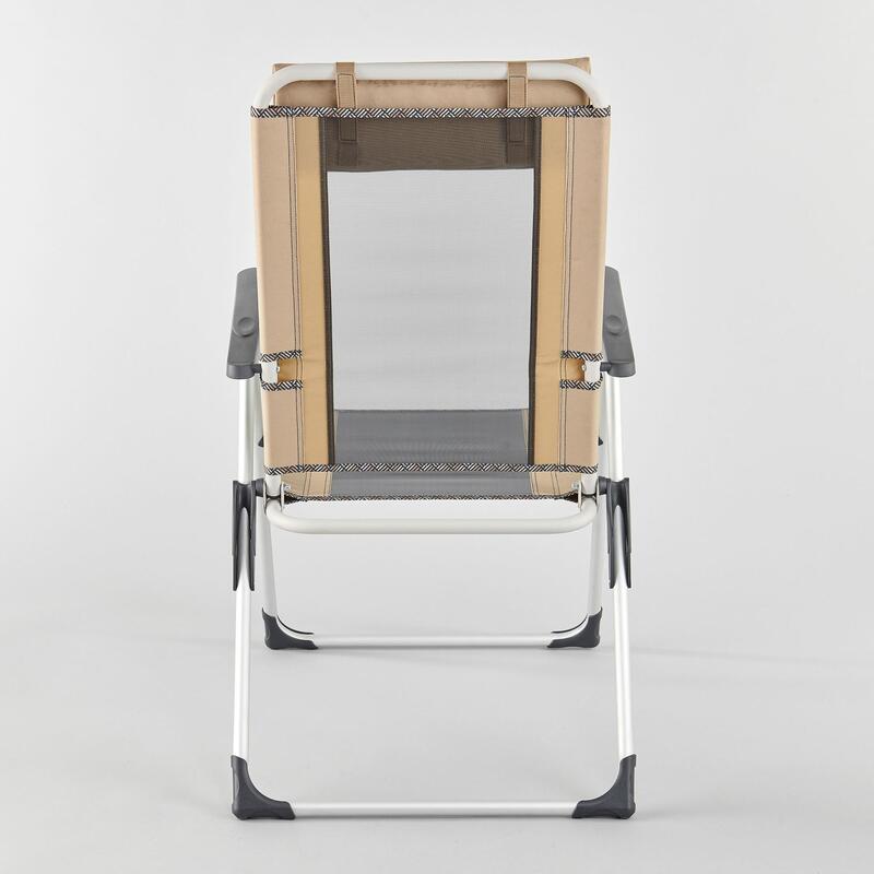 Silla plegable de camping reclinable con reposacabezas Quechua Comfort