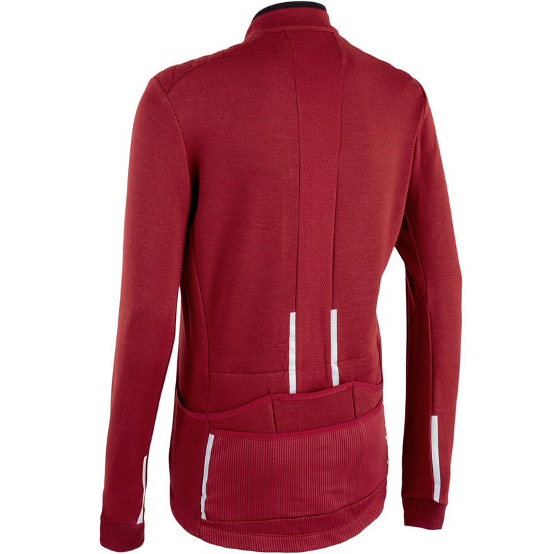 RC900 Warm Merino Long Sleeve Cycling Jersey Bordeaux Decathlon