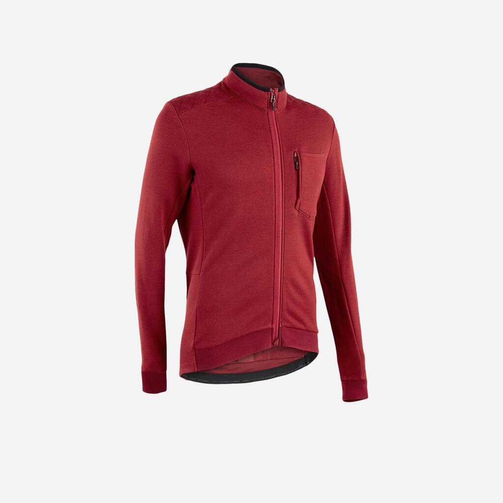Men's merino long-sleeved cycling jersey grvl900 - burgundy