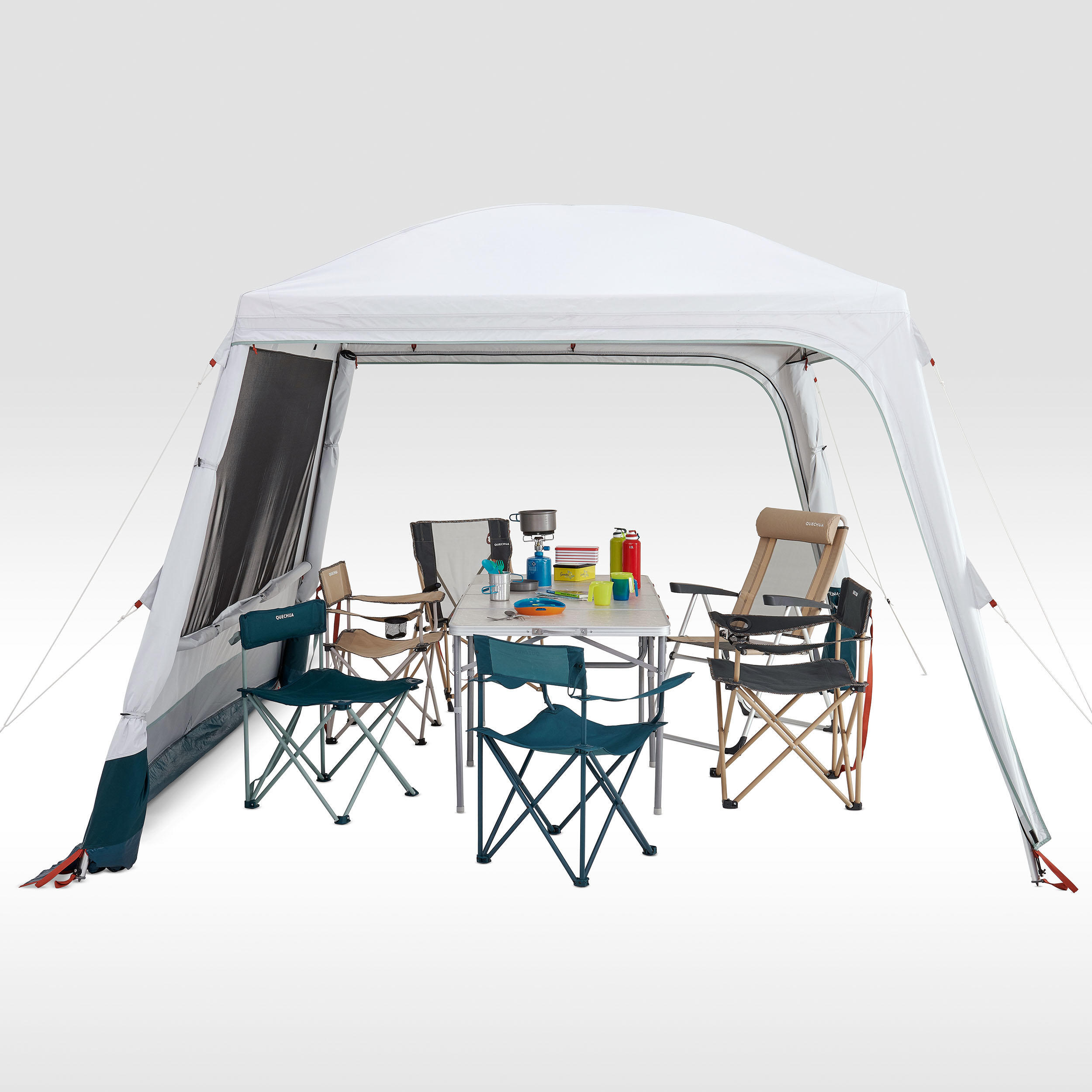 Camping Living Room with Poles Arpenaz Base Fresh 10-Person 10/14