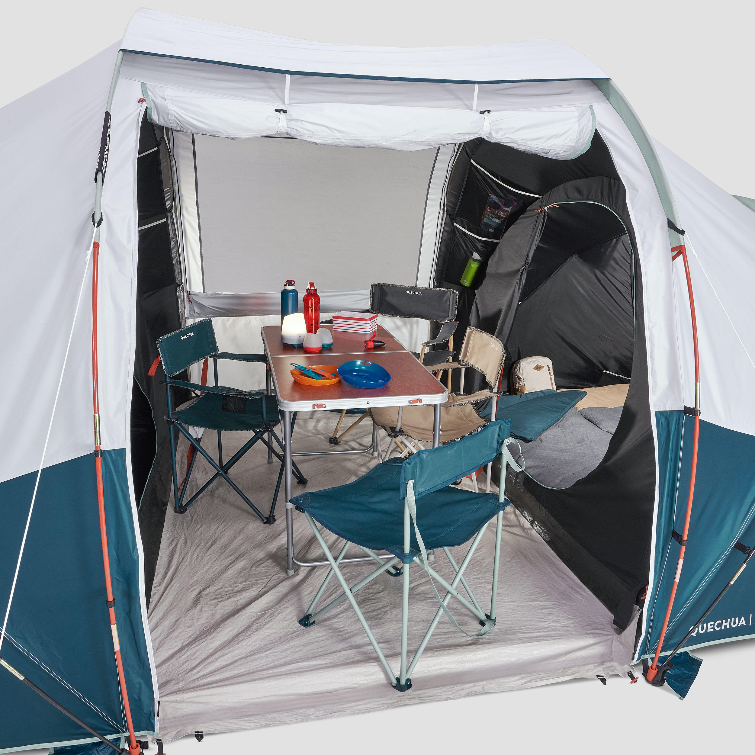 Tenda de campismo com varetas ARPENAZ 5.2 F&B - 5 pessoas - 2 quartos  QUECHUA - Decathlon