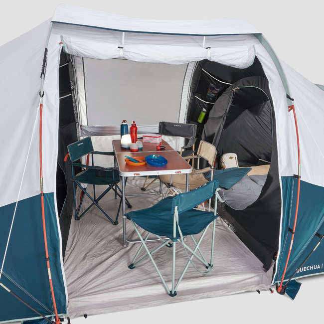 ПАЛАТКА С РЕЙКИ ЗА КЪМПИНГ ARPENAZ 4.2 F&B, 2 СПАЛНИ, 4-МЕСТНА QUECHUA ...