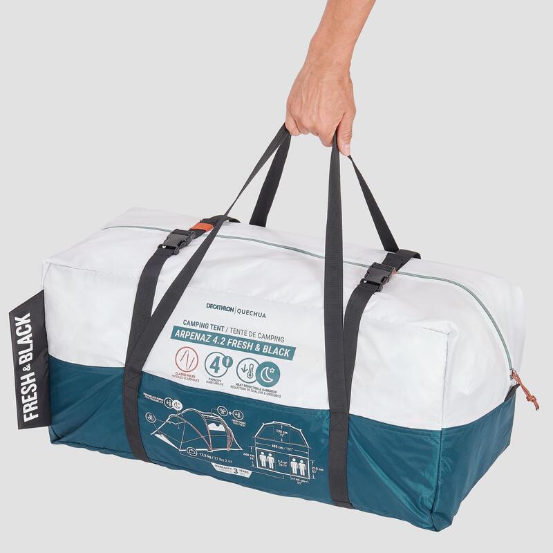 Familienzelt Stangenaufbau Fresh & Black - Arpenaz 4.2 für 4 Personen 2 Kabinen