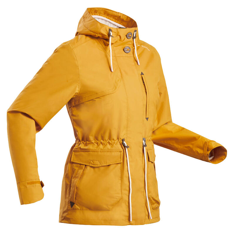 Női kabát túrázáshoz NH550, vízhatlan, okkersárga