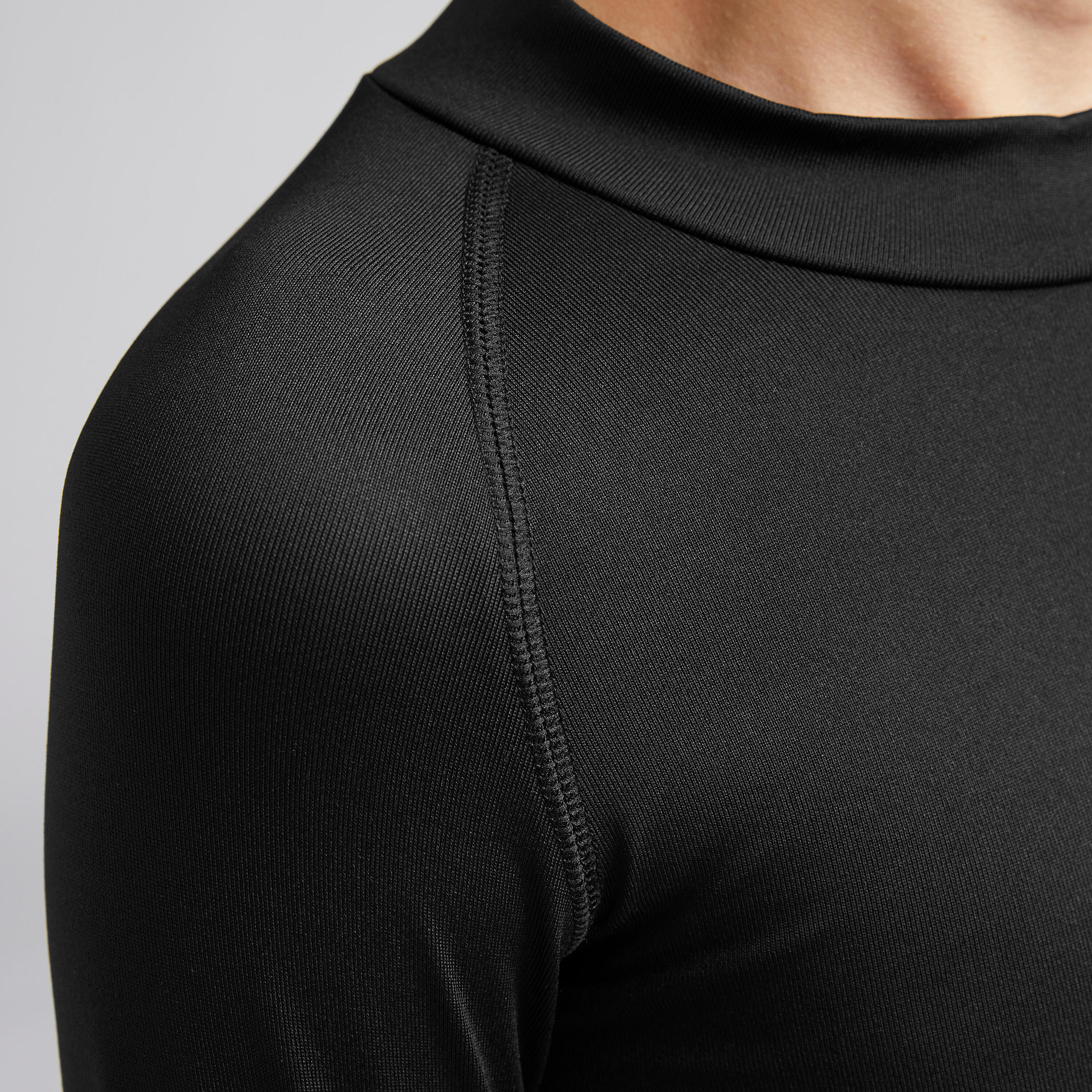 Kids' Long-Sleeved Football Base Layer Top Keepdry 100 - Black 10/12