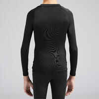 Kids' Long-Sleeved Thermal Football Base Layer Top Keepcomfort 100 - Black