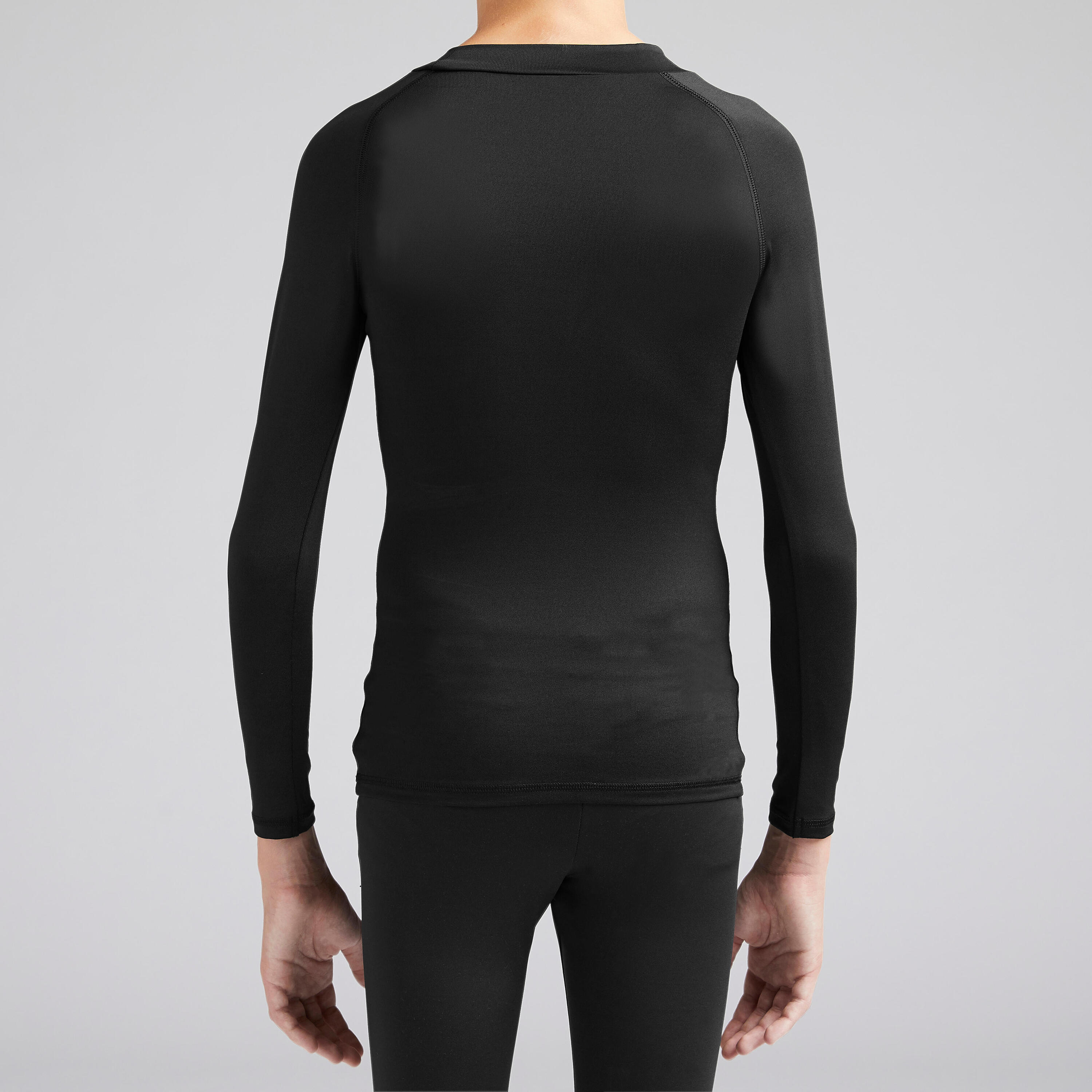 Kids' Long-Sleeved Thermal Football Base Layer Top Keepcomfort 100 - Black 10/11