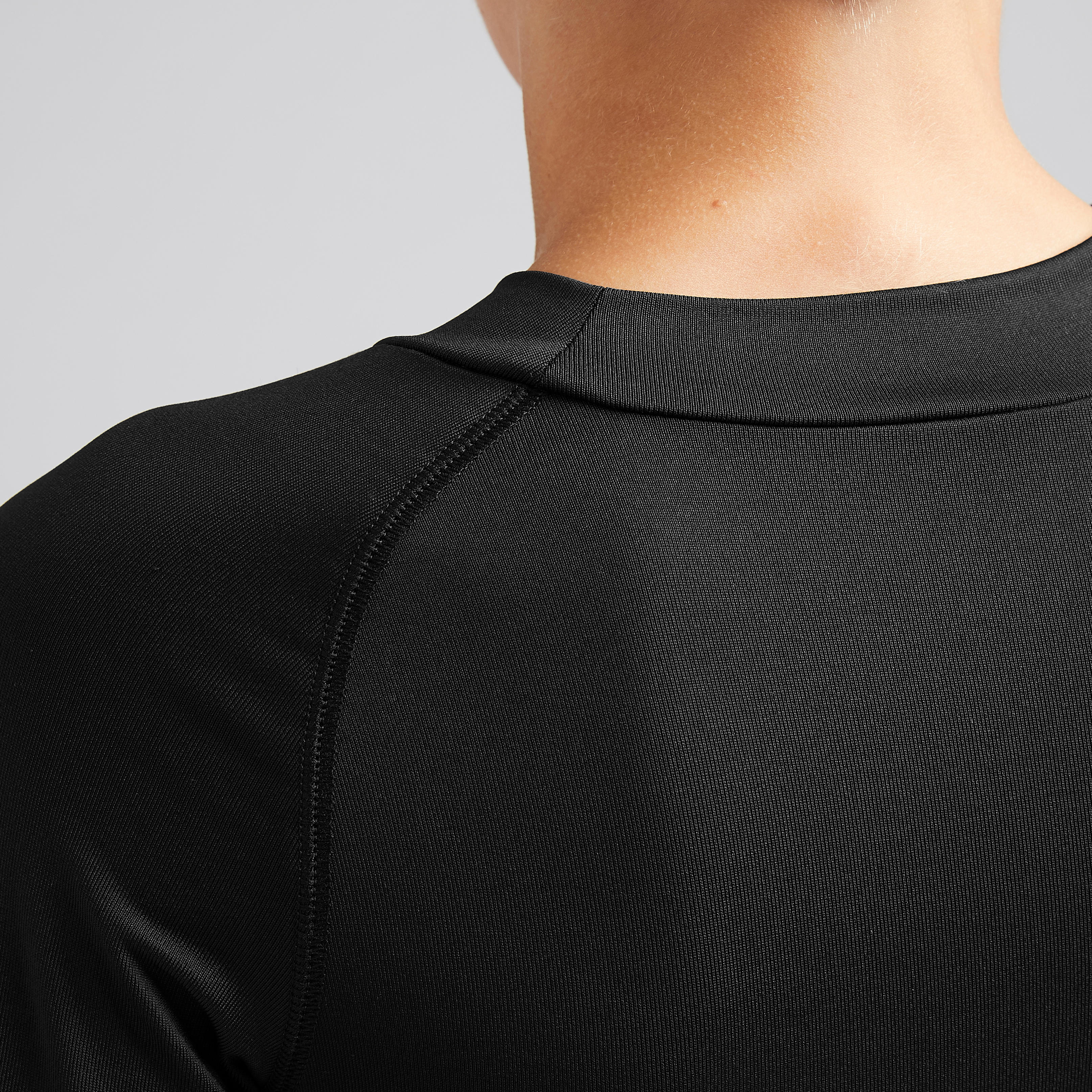 Kids' Long-Sleeved Thermal Base Layer Top Keepcomfort 100 - Black - KIPSTA