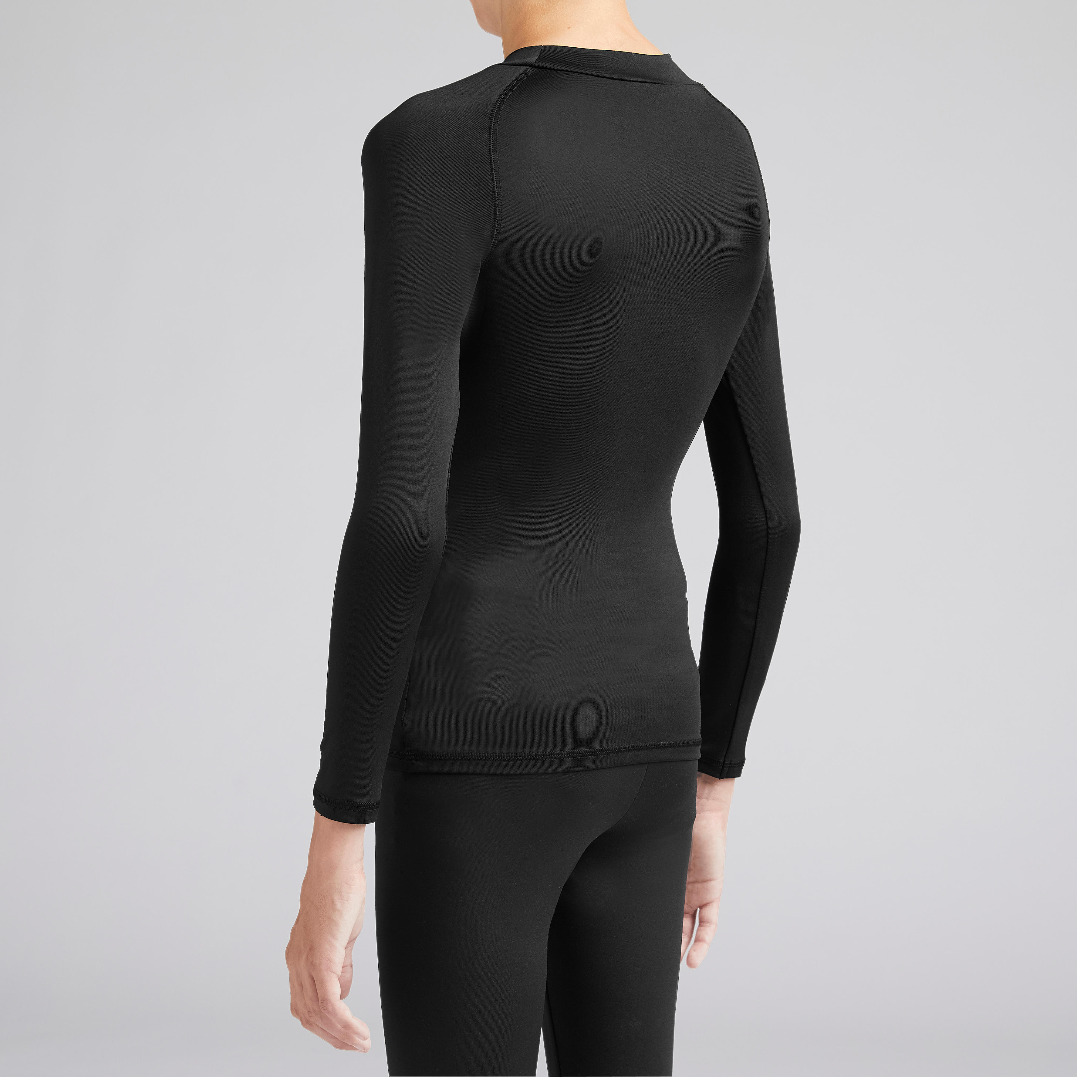 Kids' Long-Sleeved Thermal Base Layer Top Keepcomfort 100 - Black - KIPSTA