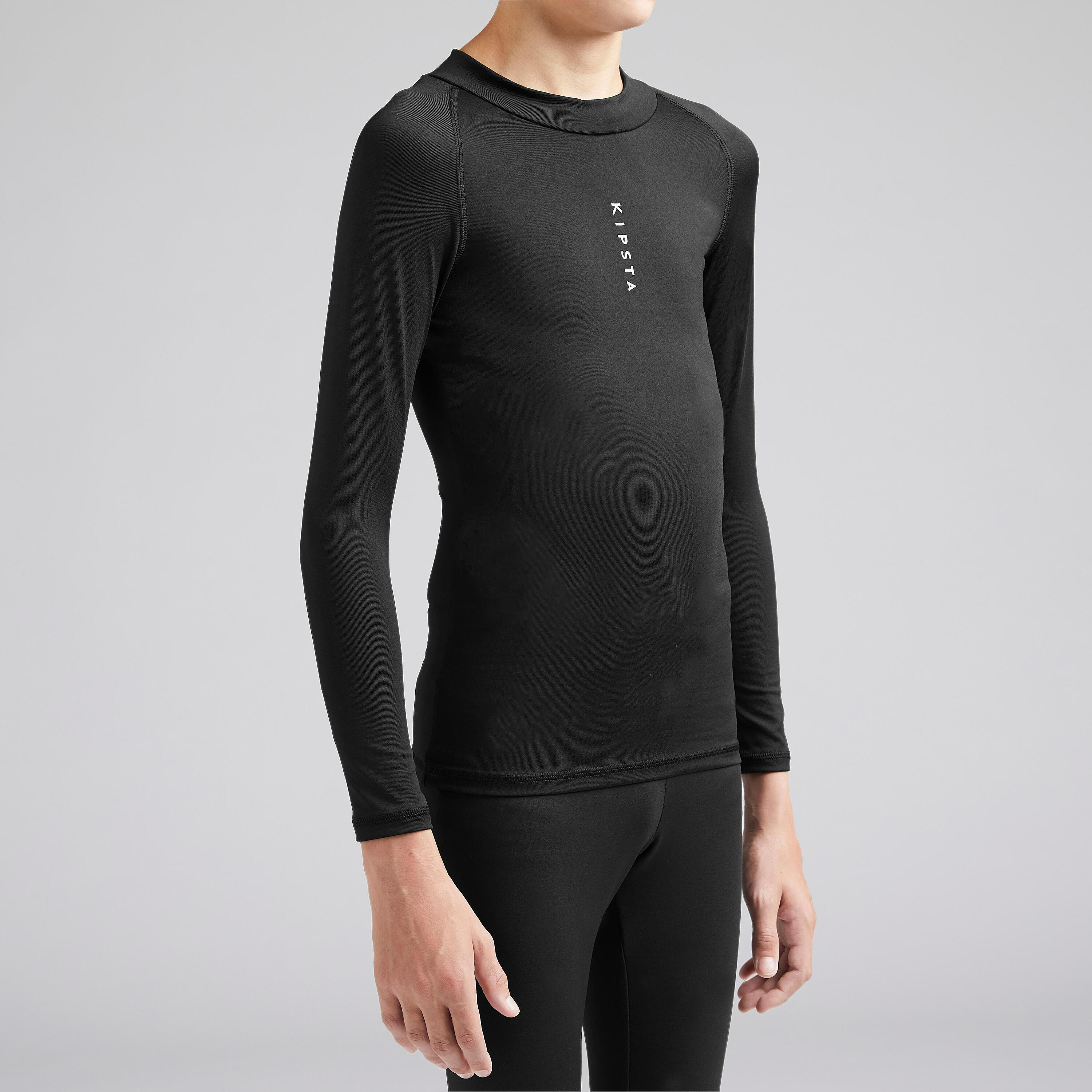 Kids' Long-Sleeved Football Base Layer Top Keepdry 100 - Black 6/12