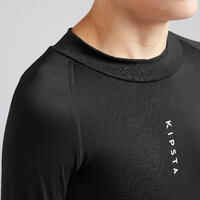 Camiseta térmica de fútbol manga larga Niño Kipsta Keepcomfort 100 negro
