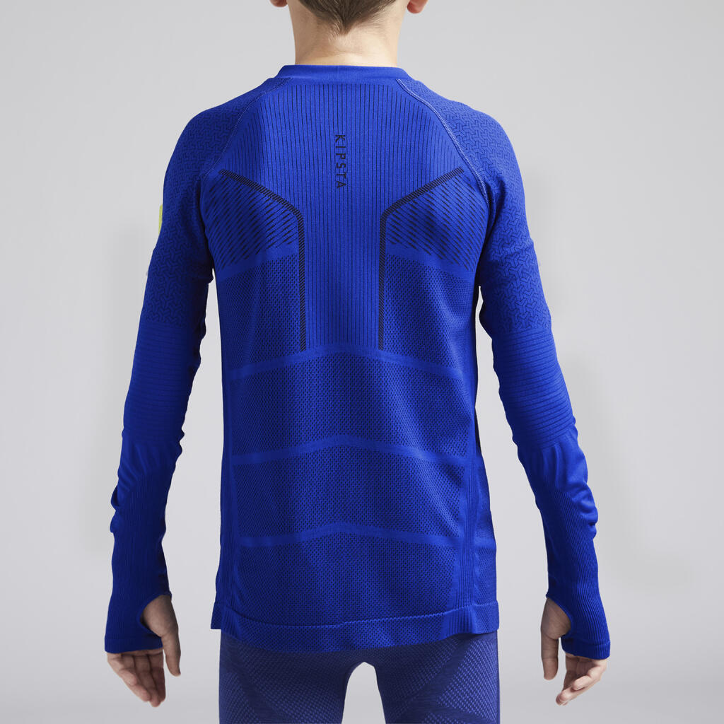 Funktionsshirt langarm Keepdry 500 atmungsaktiv Kinder indigoblau