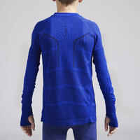 Kids' Football Long-Sleeved Base Layer Top Keepdry 500 - Indigo Blue