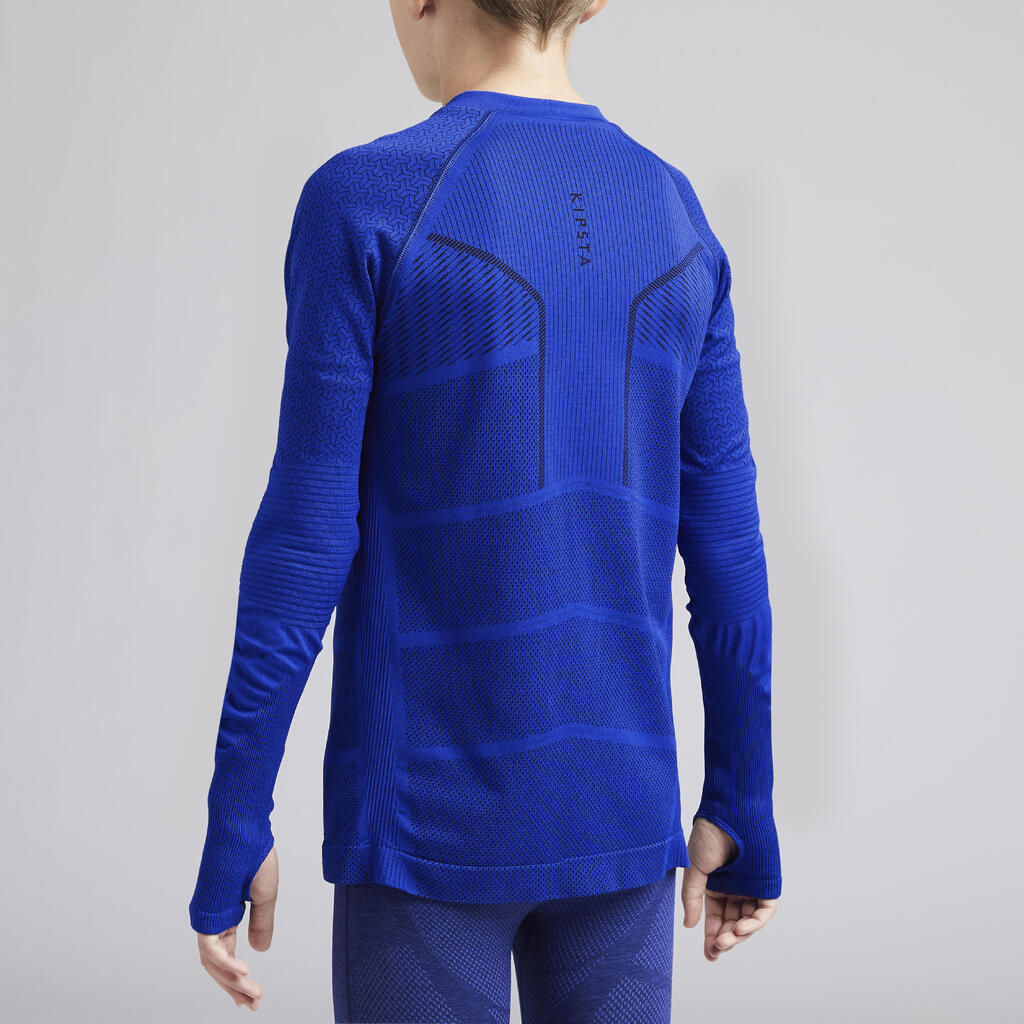 Funktionsshirt langarm Keepdry 500 atmungsaktiv Kinder indigoblau