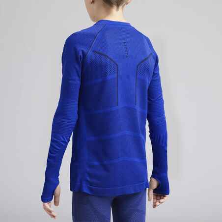 Kids' Football Long-Sleeved Base Layer Top Keepdry 500 - Indigo Blue