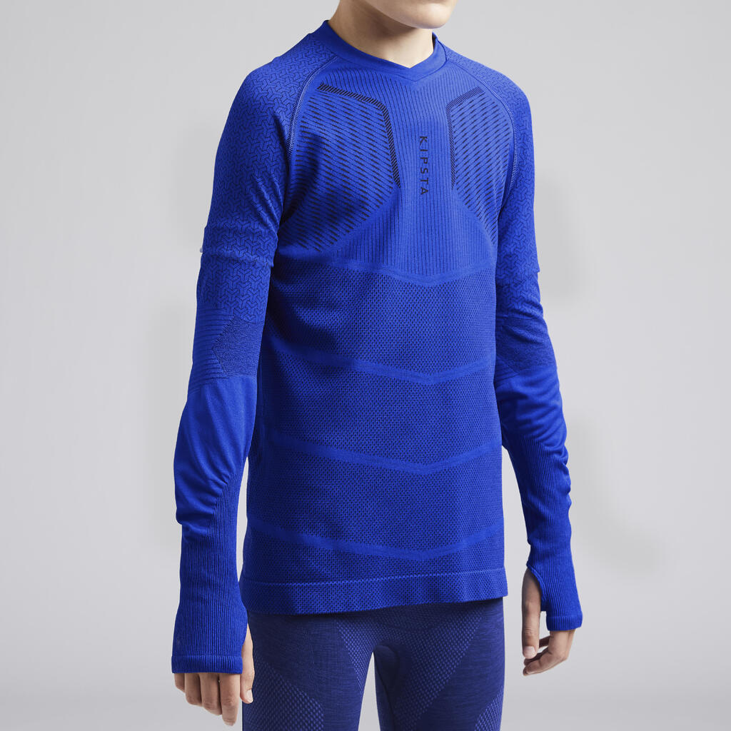 Funktionsshirt langarm Keepdry 500 atmungsaktiv Kinder indigoblau