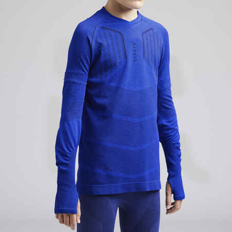 Kids' Football Long-Sleeved Base Layer Top Keepdry 500 - Indigo Blue