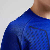 Kids' Football Long-Sleeved Base Layer Top Keepdry 500 - Indigo Blue