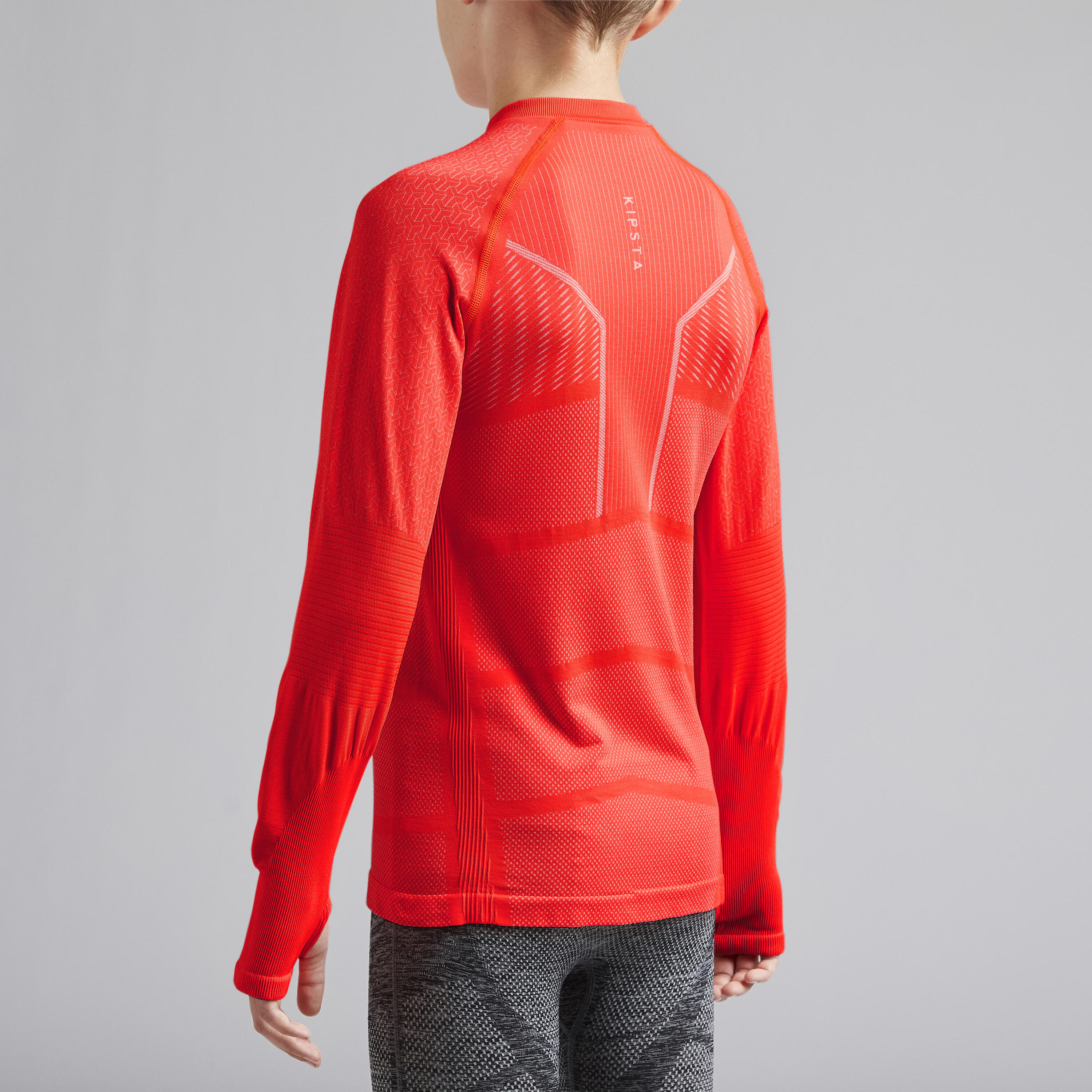 Kids' Long-Sleeved Football Base Layer Top Keepdry 500 - Red 4/9