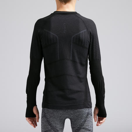 Термофутболка дитяча Keepdry 500 для футболу чорна